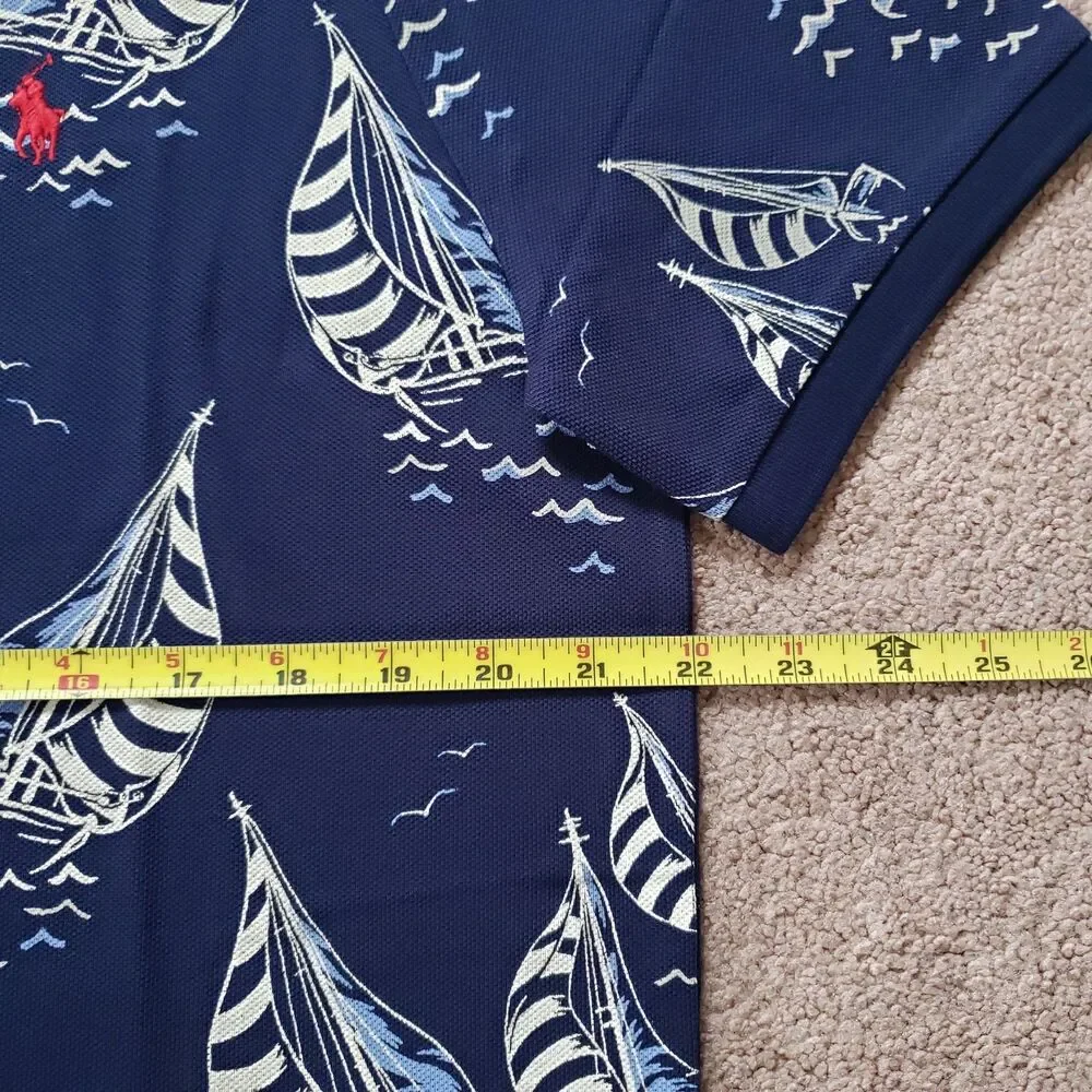 NWT Polo Ralph Lauren Newport Sailboats Size Medium Classic Fit Mens Navy Polo